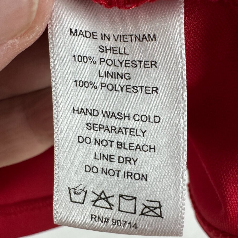 SAM &JESS RED OFF THE SHOULDER BLOUSE RUFFLED SHEER SWISS-DOT SLEEVES, SIZE S - Picture 8 of 8